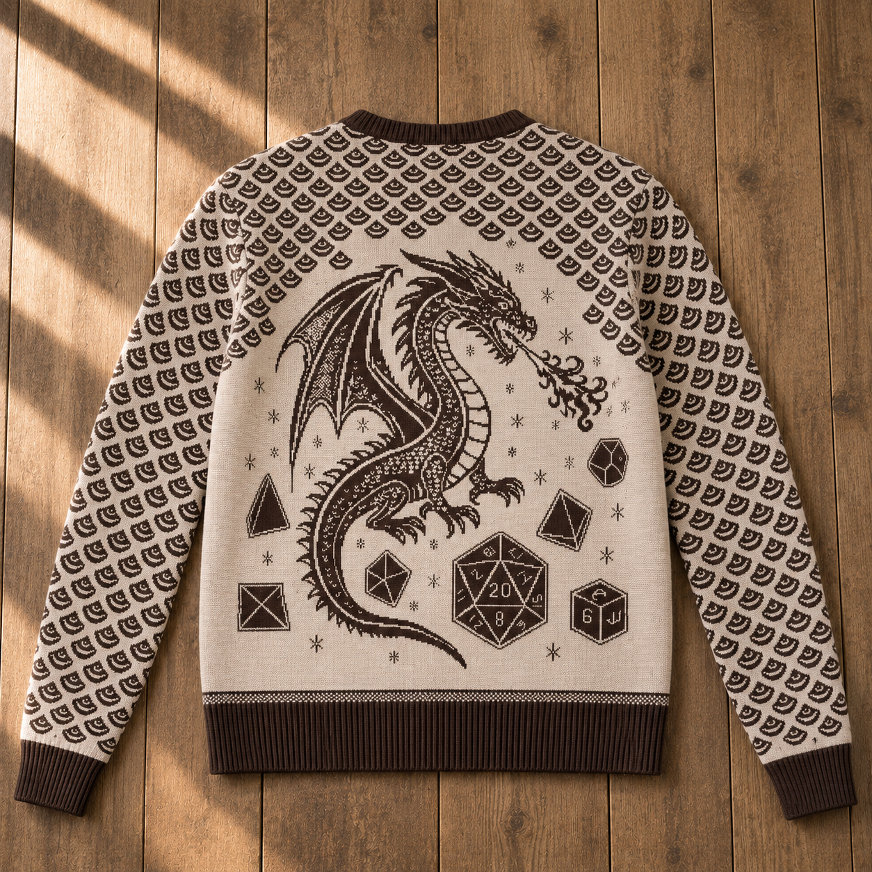 Dragon Scales and Dice V Neck Sweater
