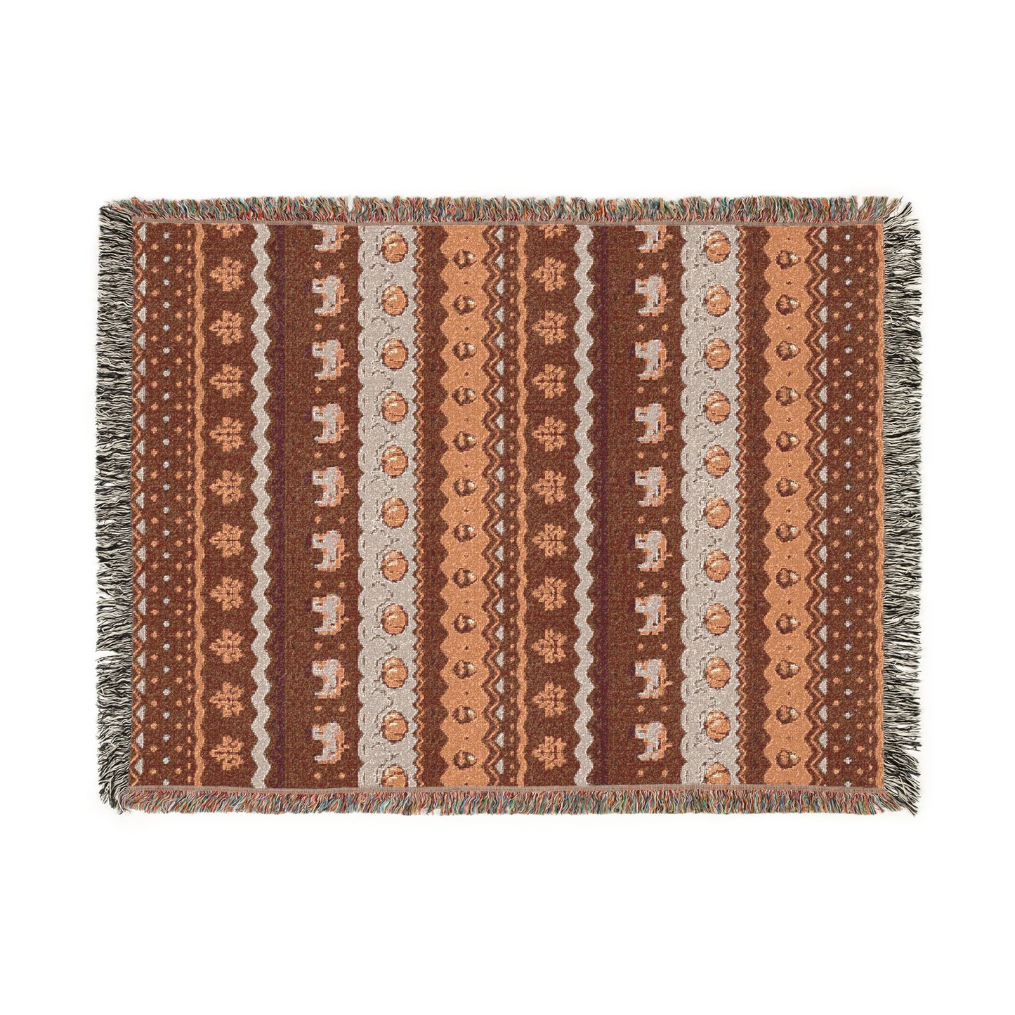 Fall Pixel Chickens Woven Throw Blanket
