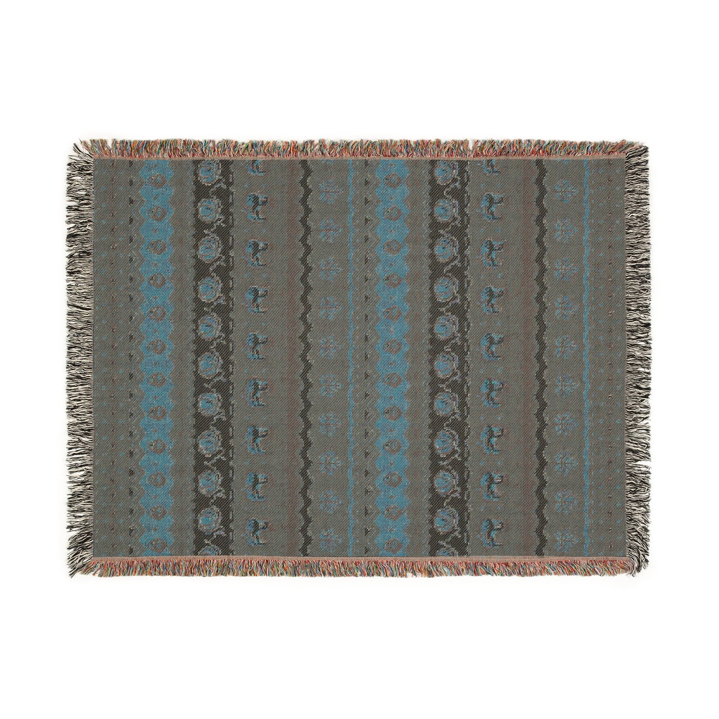 Stardew Fall Pixel Chickens and Pumpkins Woven Blanket