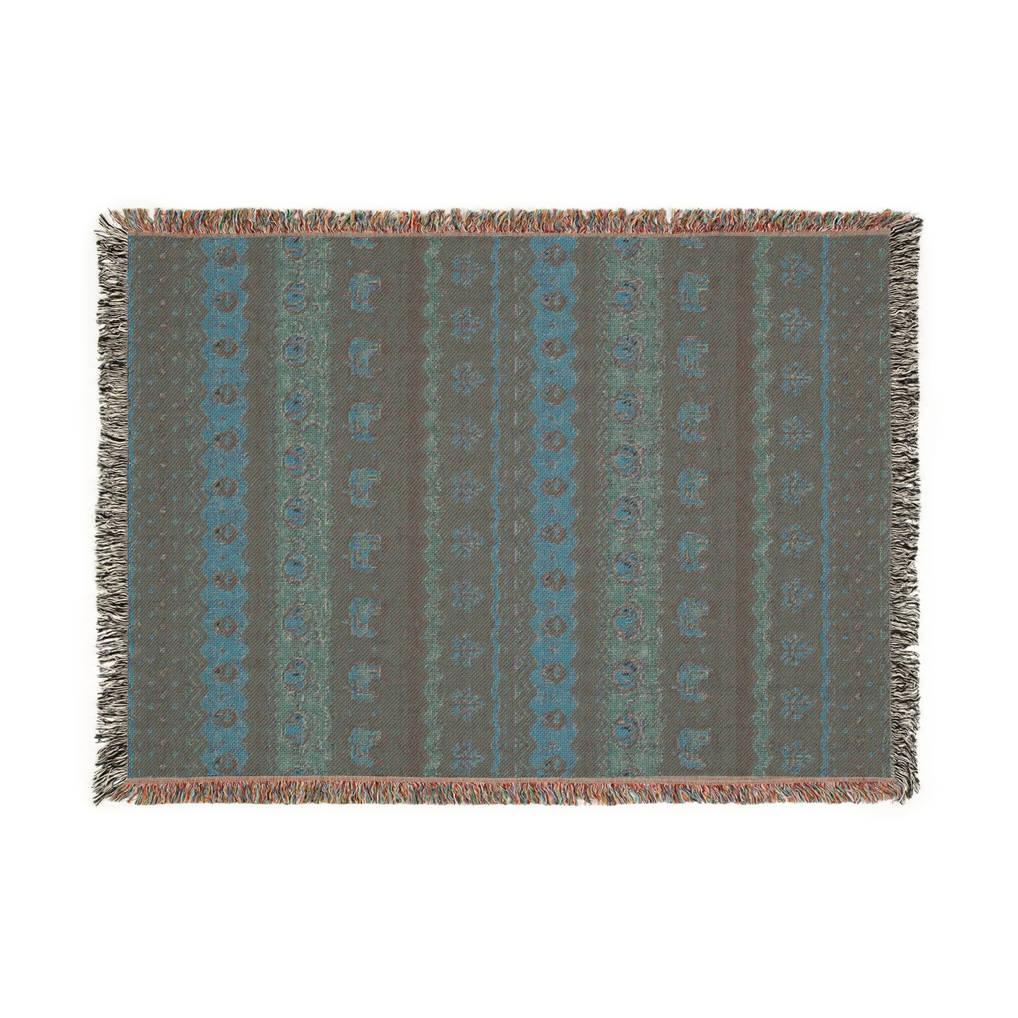 Fall Pixel Chickens Woven Throw Blanket