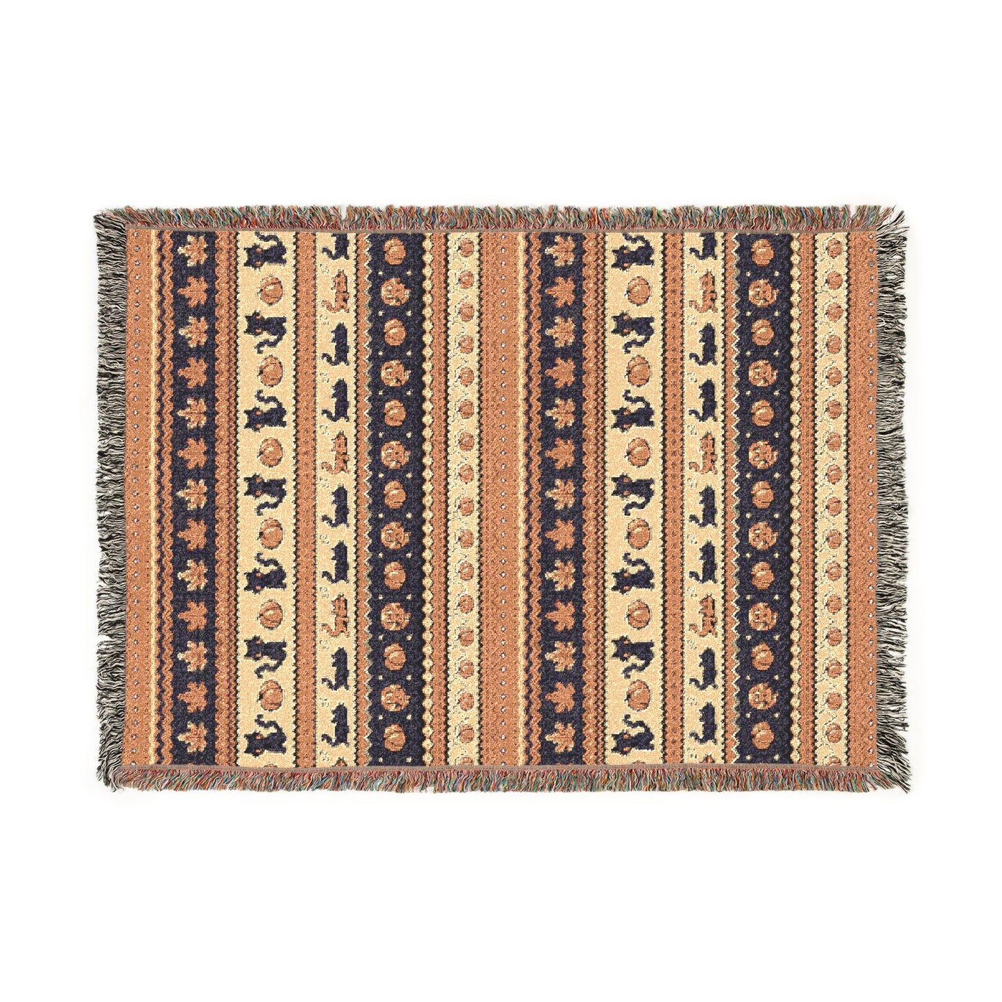 Stardew Fall Pixel Kitties Woven Throw Blanket