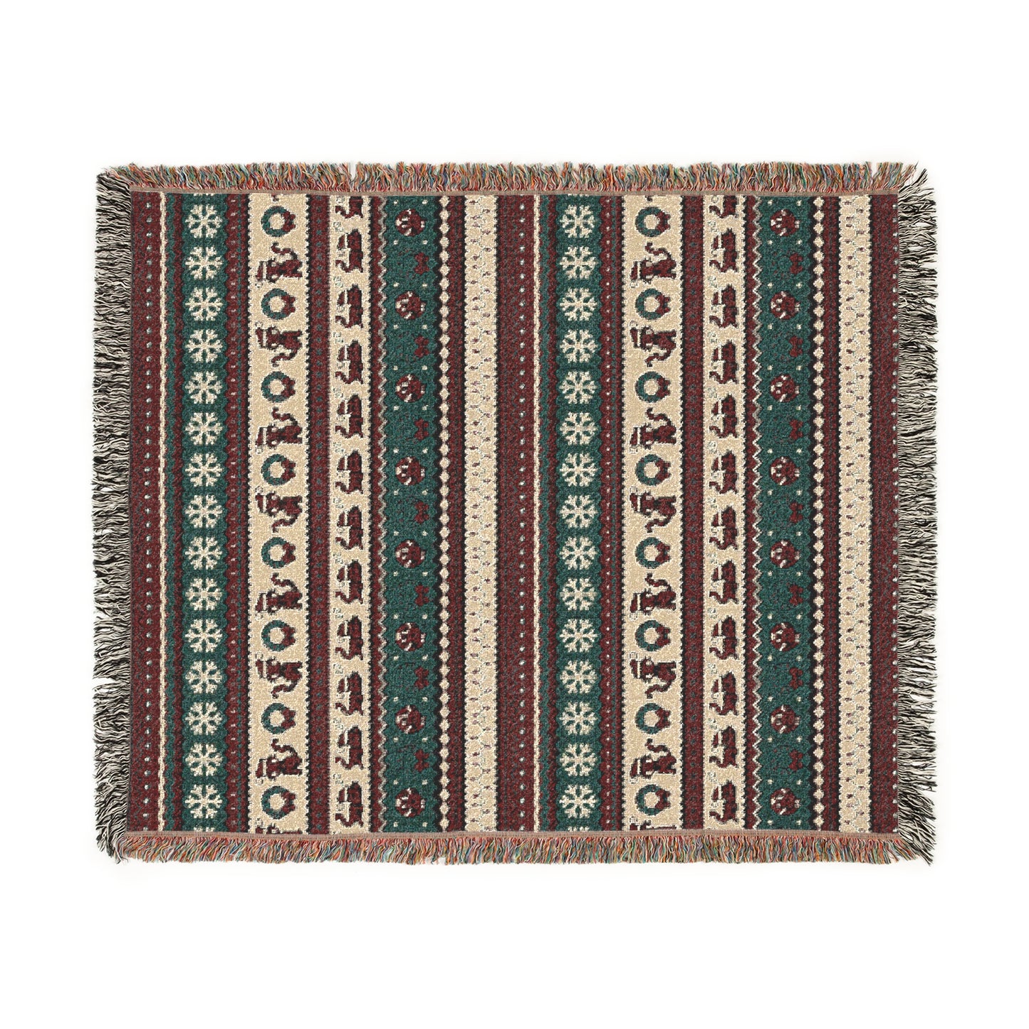 Christmas Pixel Kitties Woven Throw Blanket