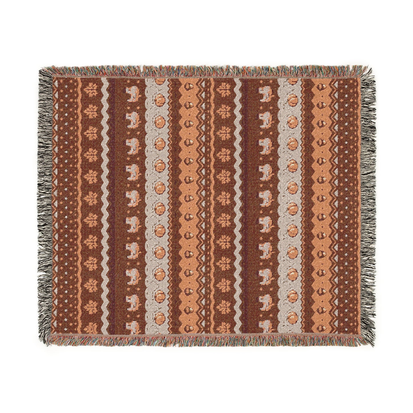 Fall Pixel Chickens Woven Throw Blanket