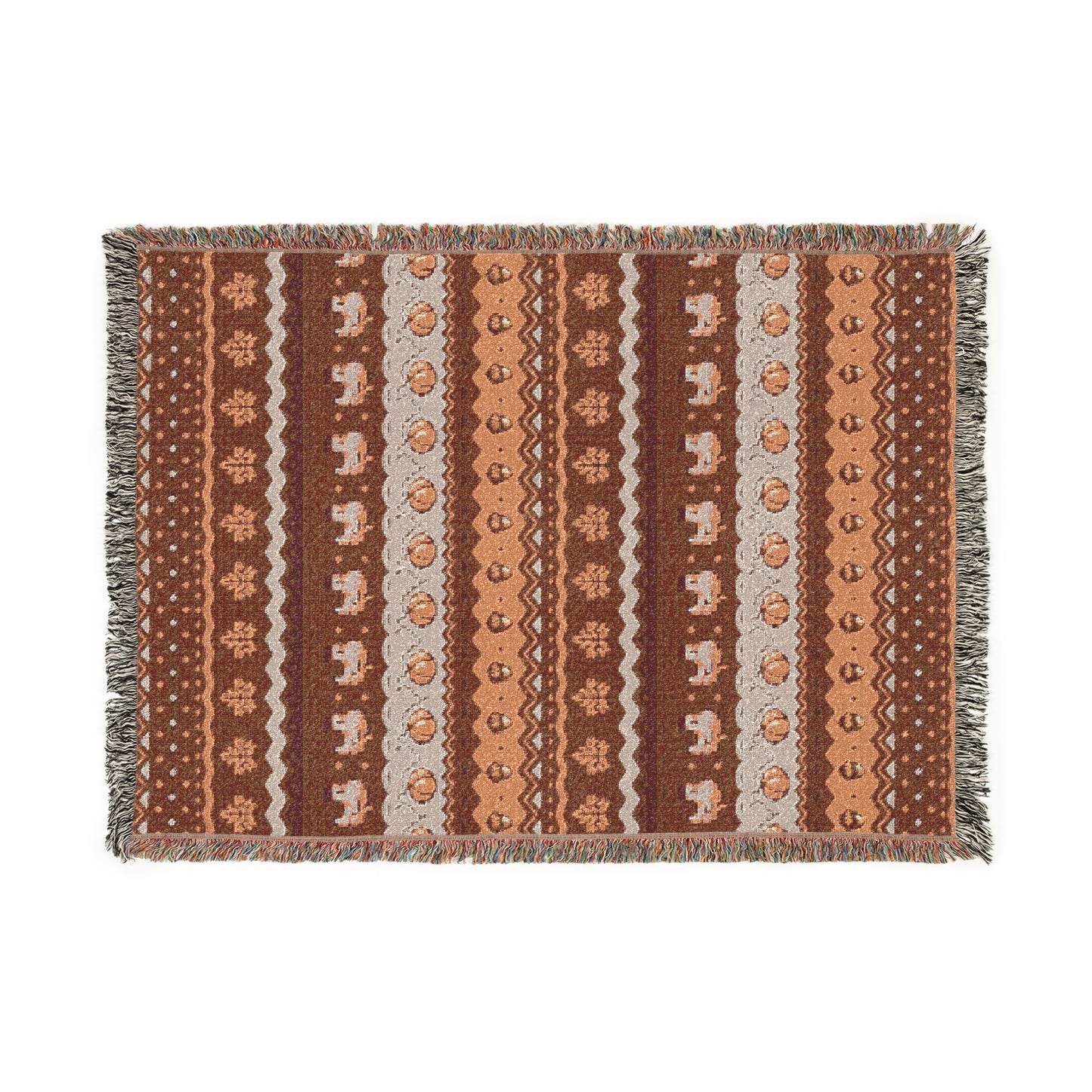 Fall Pixel Chickens Woven Throw Blanket