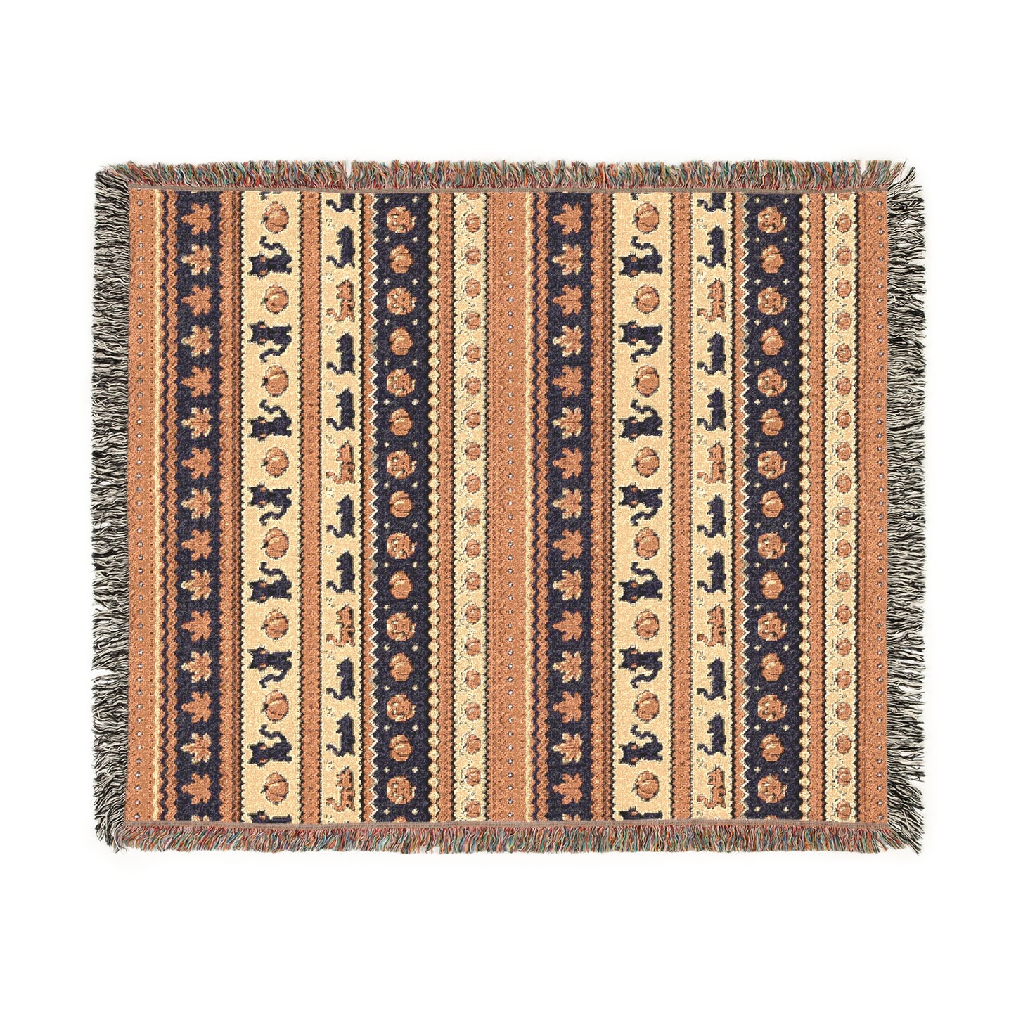 Stardew Fall Pixel Kitties Woven Throw Blanket