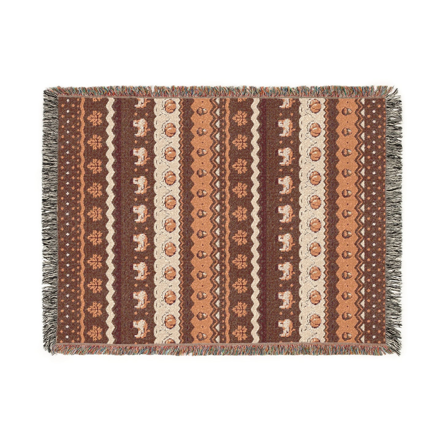 Stardew Fall Pixel Chickens and Pumpkins Woven Blanket