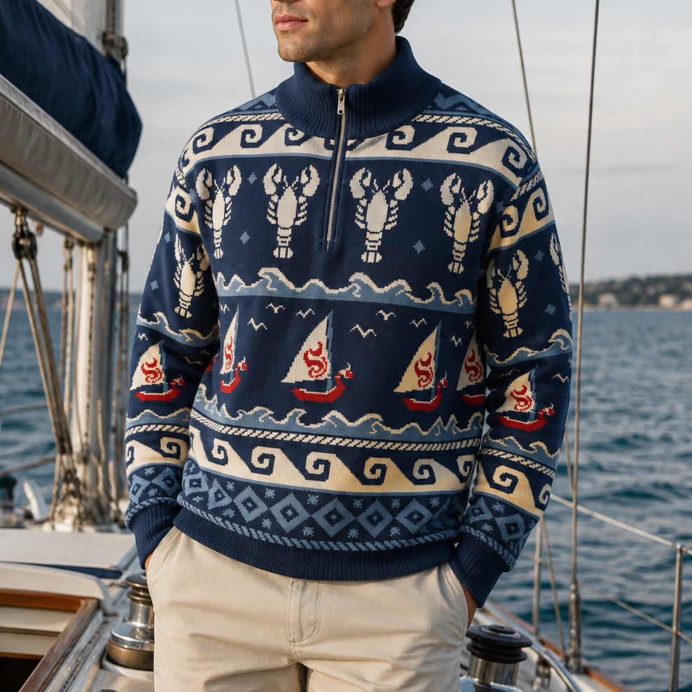 Wind and Wake Quarter Zip Sweater