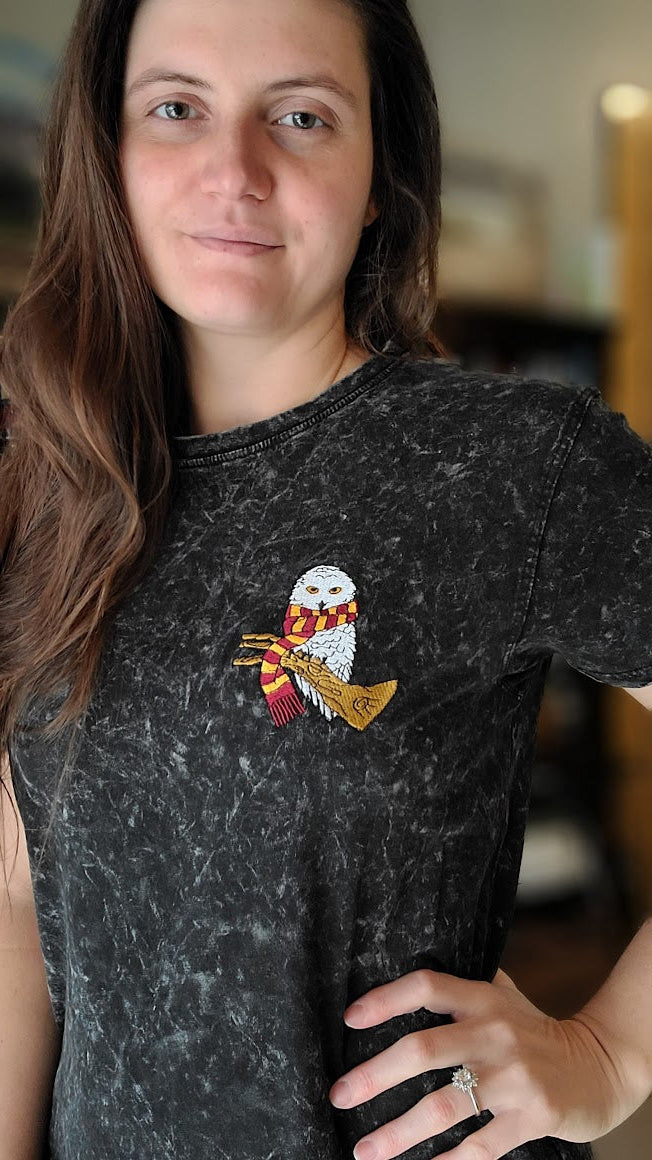 Bravery Embroidered Owl Tee