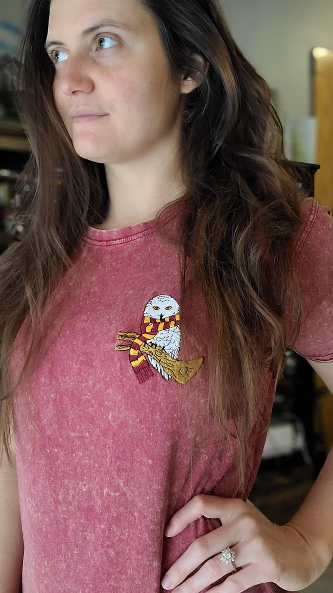 Bravery Embroidered Owl Tee