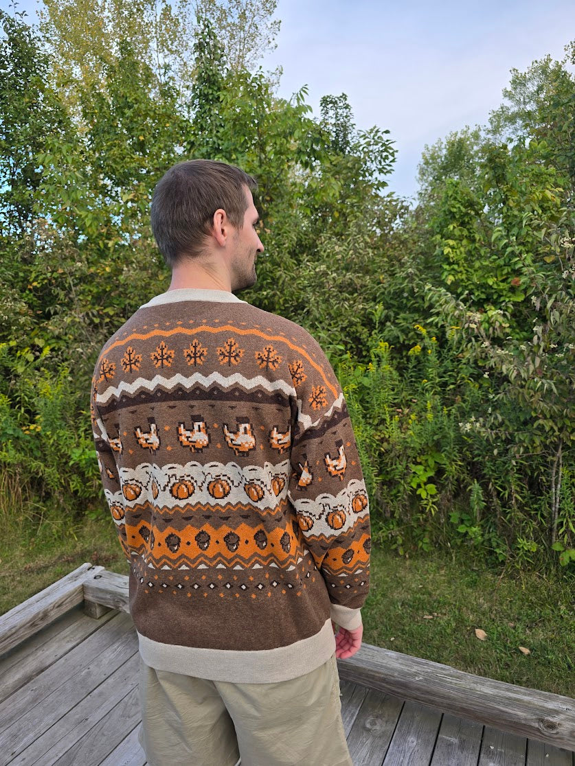 Fall Pixel Chicken Sweater