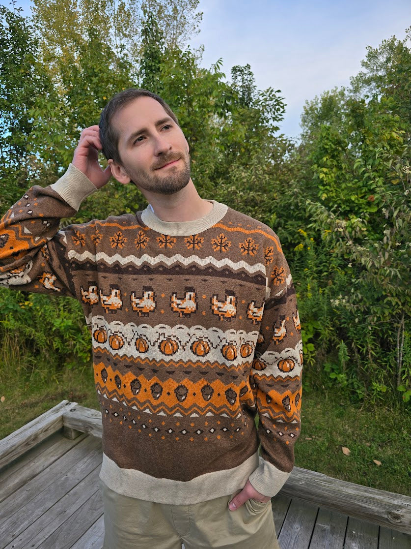 Fall Pixel Chicken Sweater