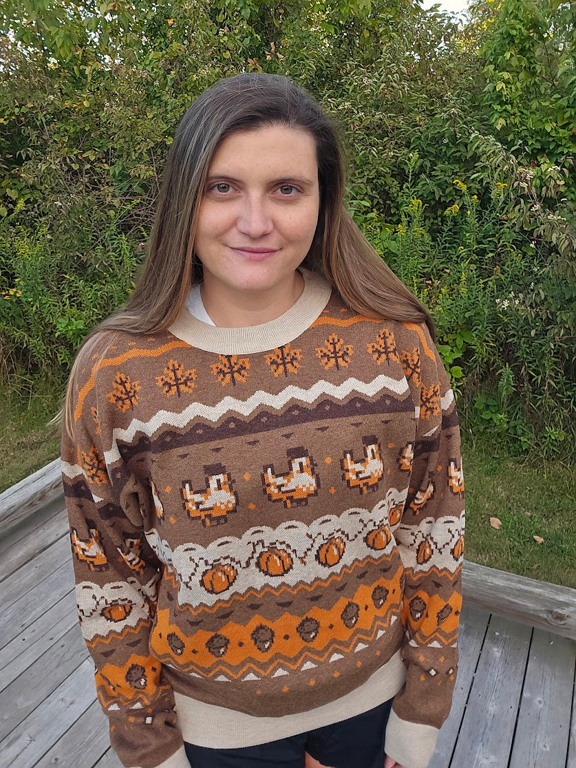 Fall Pixel Chicken Sweater