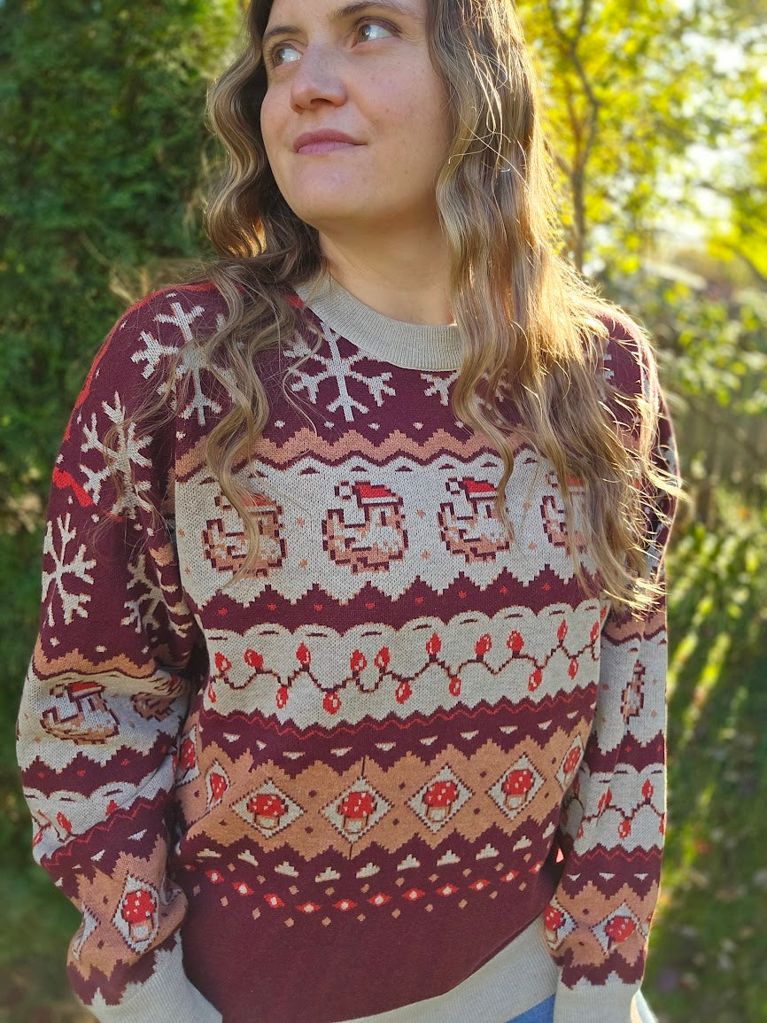 Christmas Pixel Chicken Sweater