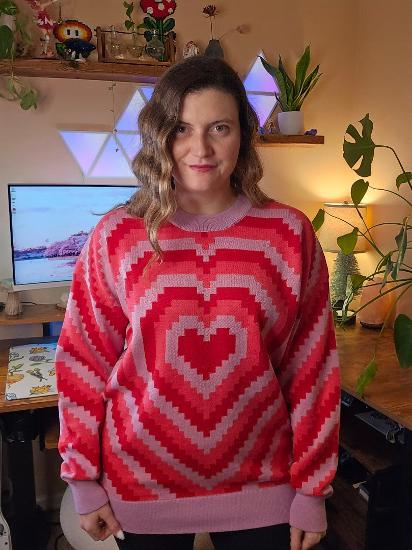 Pixel Heart Burst Sweater