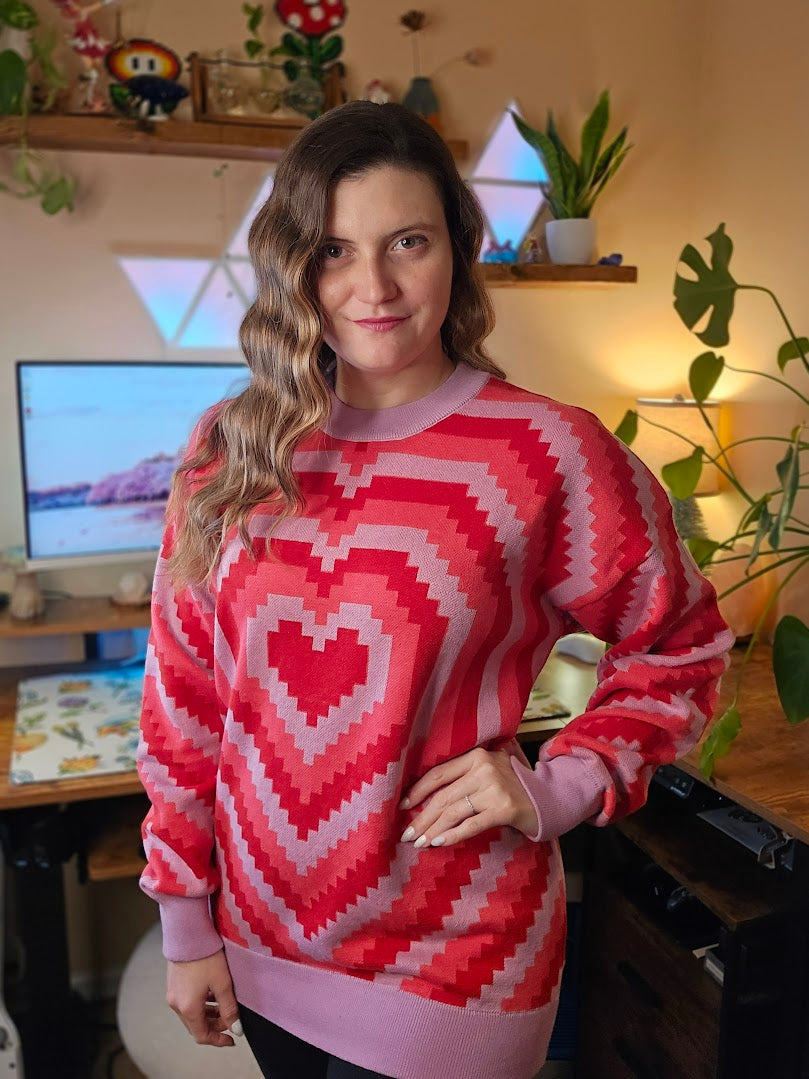 Pixel Heart Burst Sweater