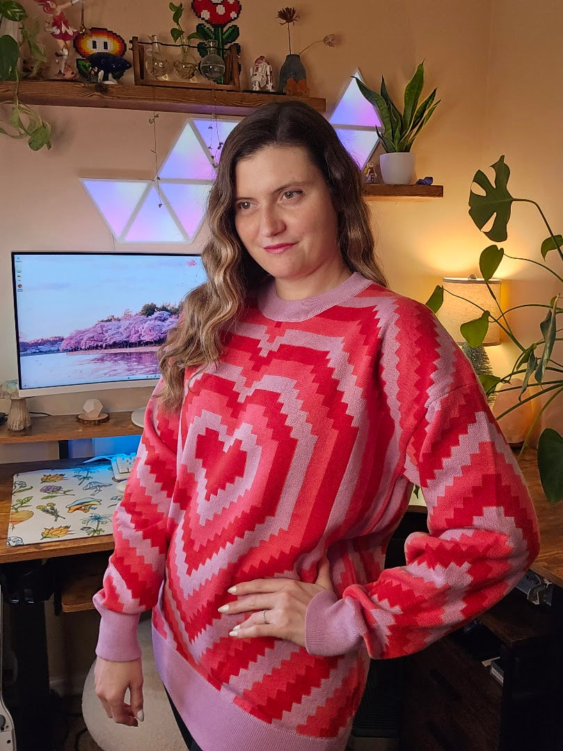 Pixel Heart Burst Sweater