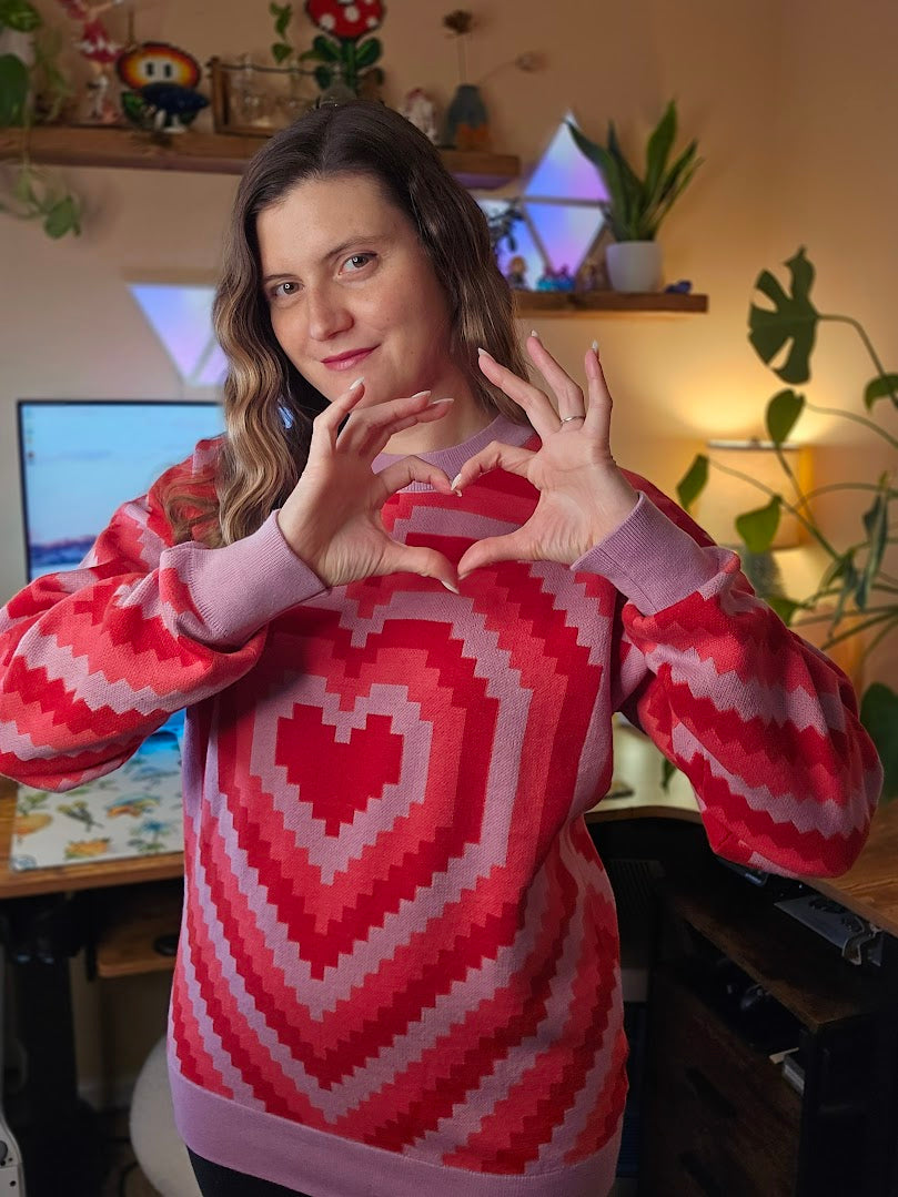 Pixel Heart Burst Sweater