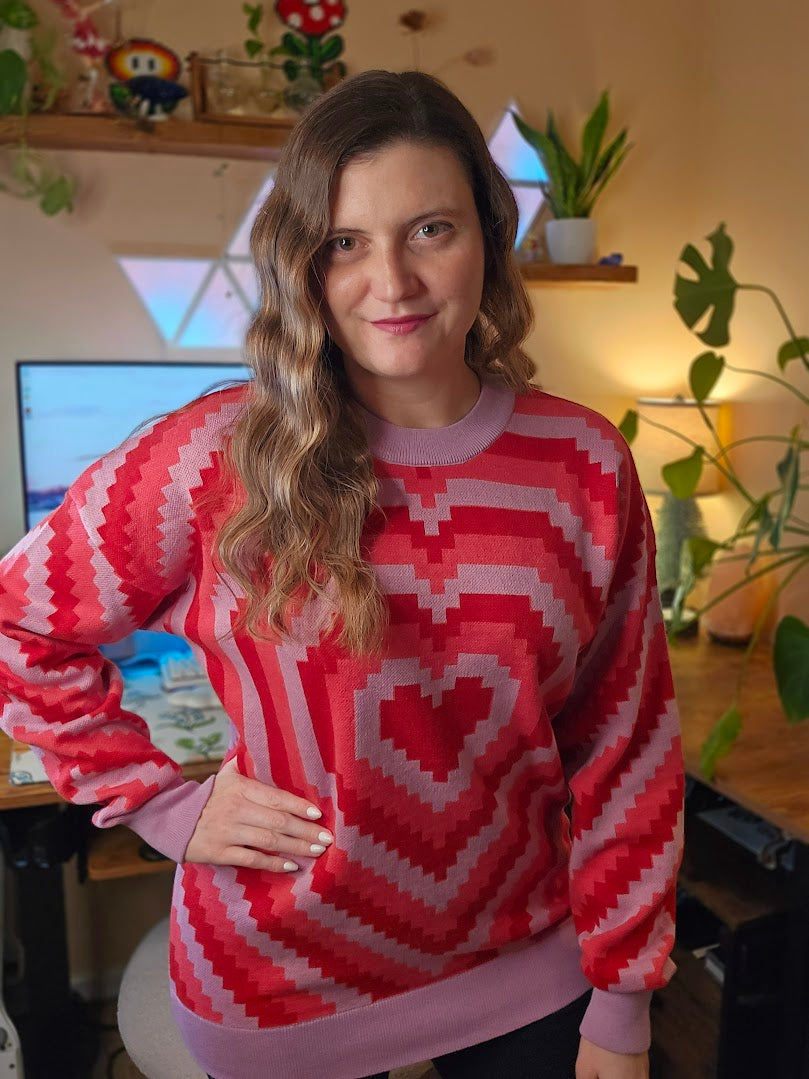 Pixel Heart Burst Sweater