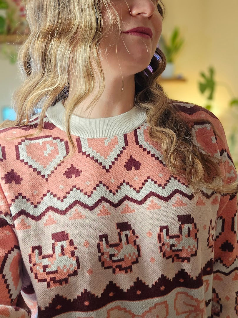 Pixel Chicken Love Sweater