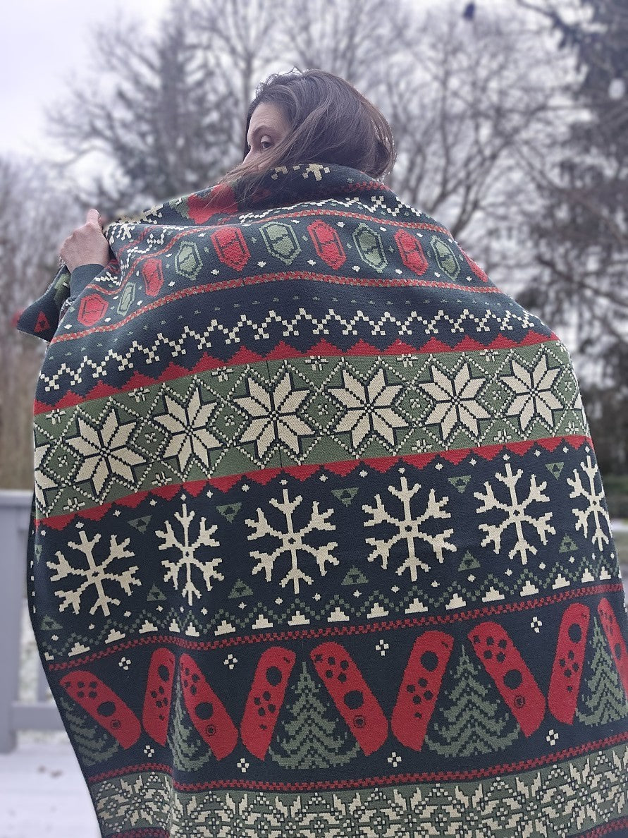 Cozy Gaming Christmas Knitted Blanket