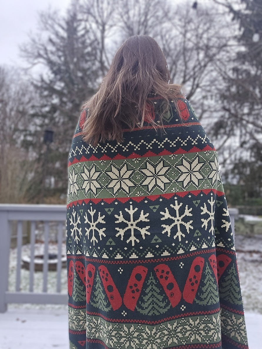 Cozy Gaming Christmas Knitted Blanket