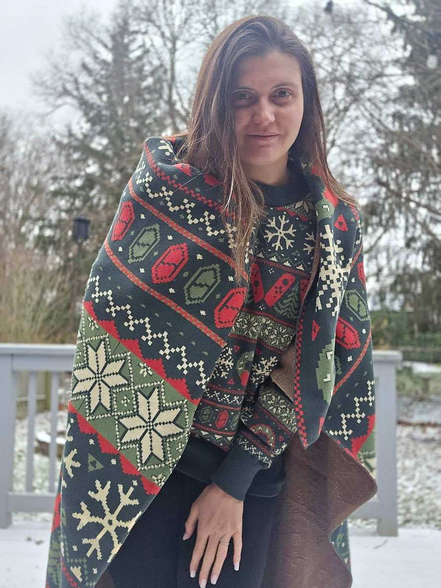 Cozy Gaming Christmas Knitted Blanket