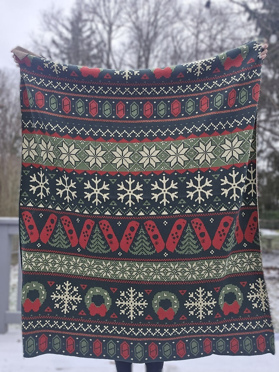 Cozy Gaming Christmas Knitted Blanket