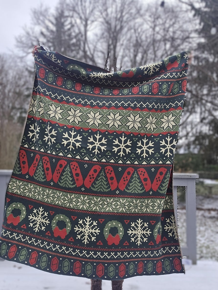 Cozy Gaming Christmas Knitted Blanket