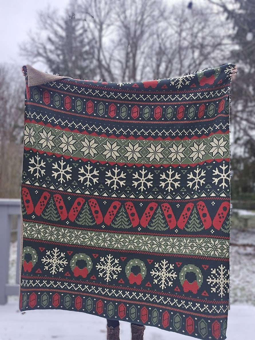 Cozy Gaming Christmas Knitted Blanket