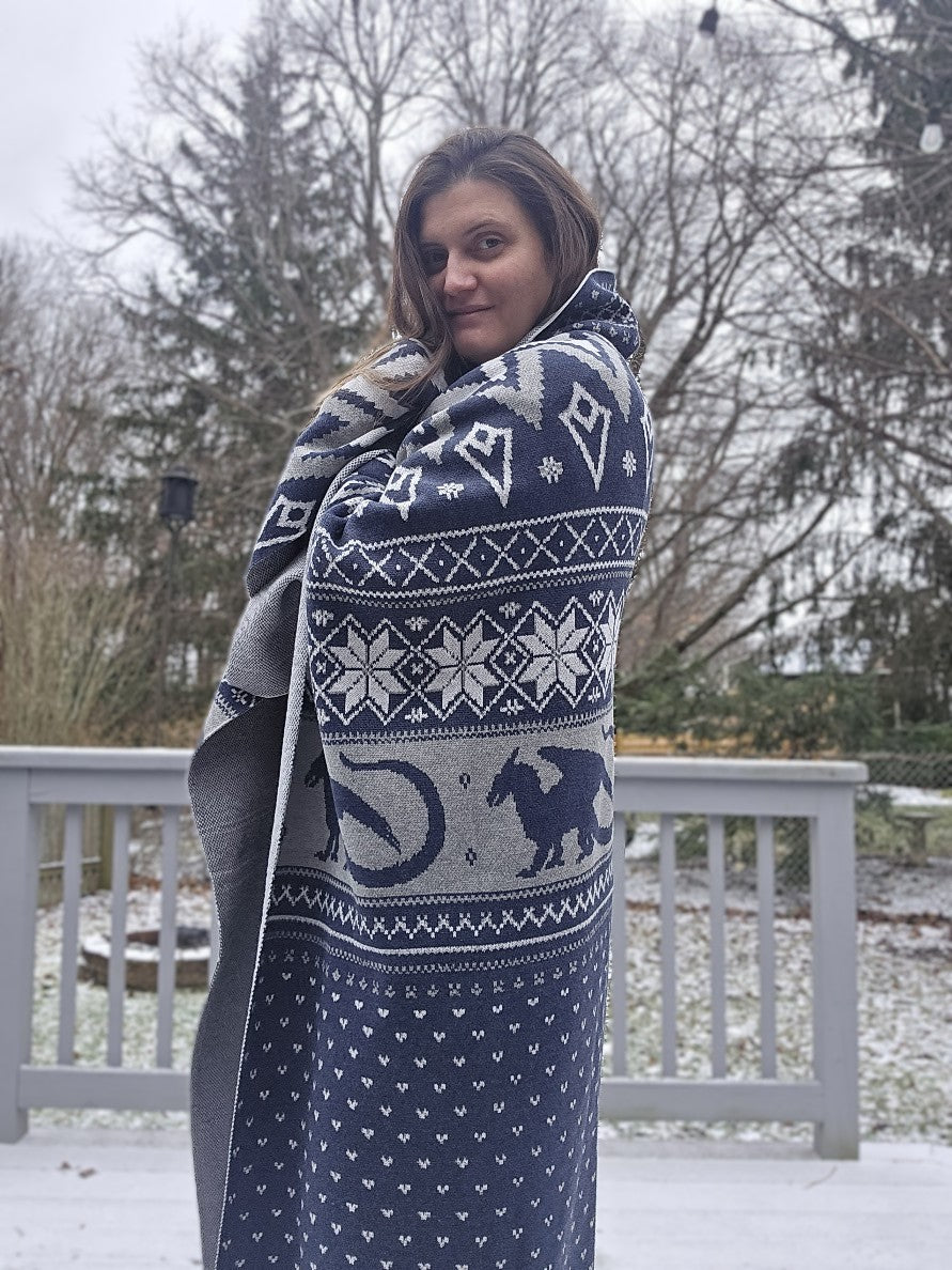 Nordic Dragon Knitted Blanket