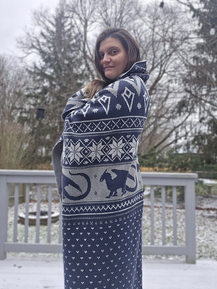 Nordic Dragon Knitted Blanket