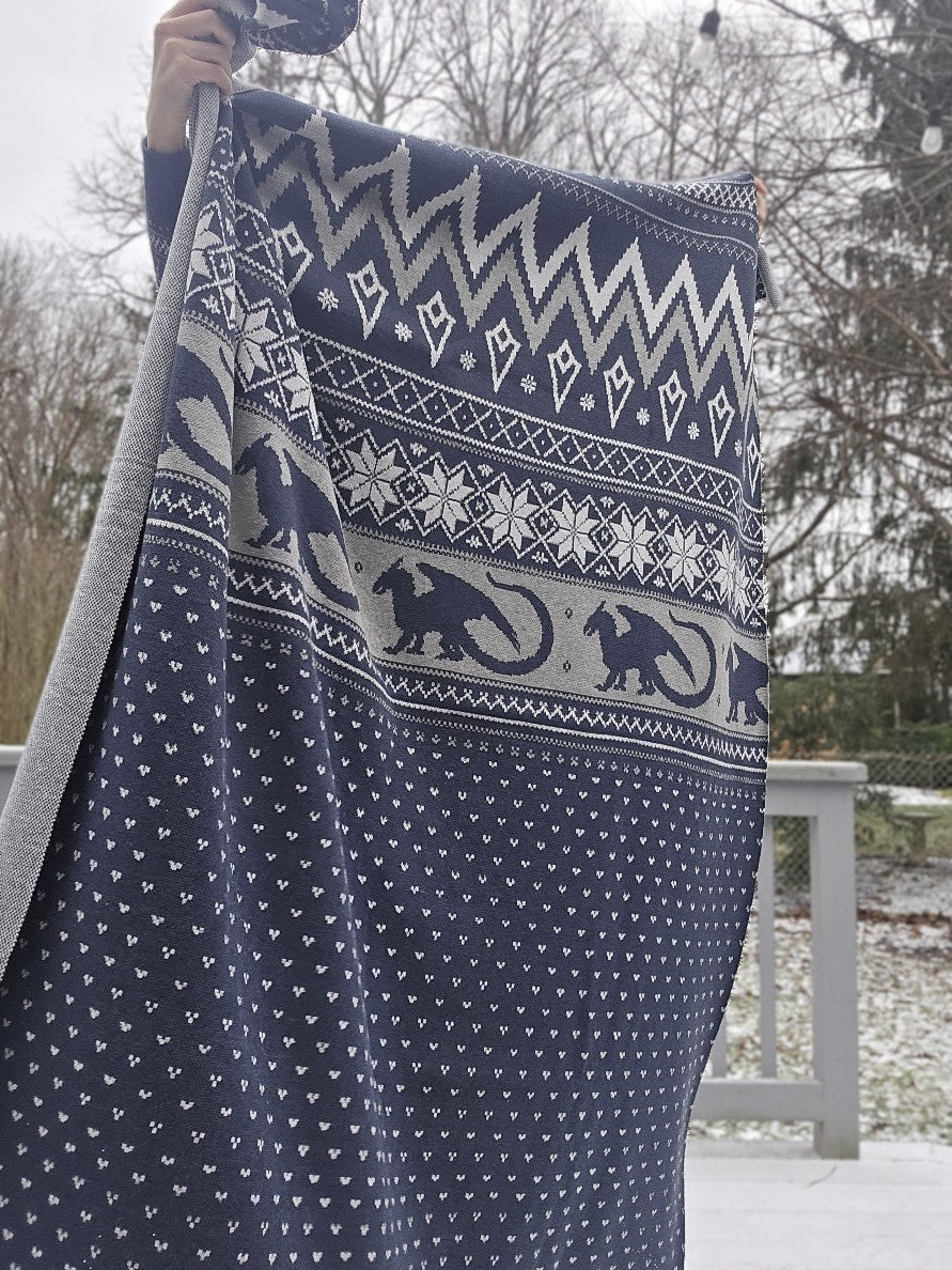Nordic Dragon Knitted Blanket
