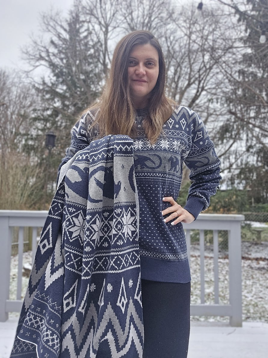 Nordic Dragon Knitted Blanket