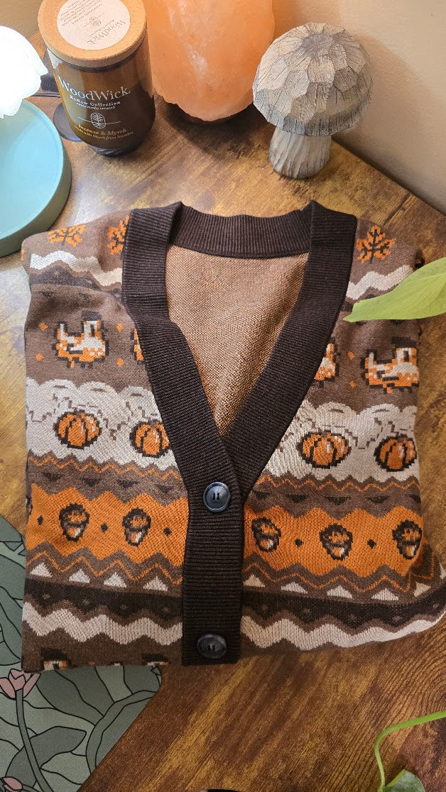 Fall Pixel Chicken Cardigan