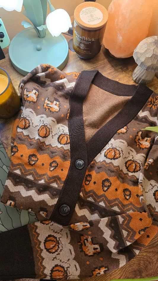 Fall Pixel Chicken Cardigan