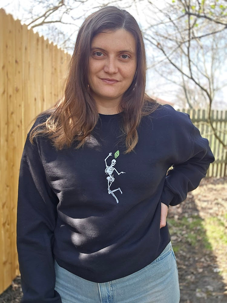 Embroidered Skeleton Sim Crewneck