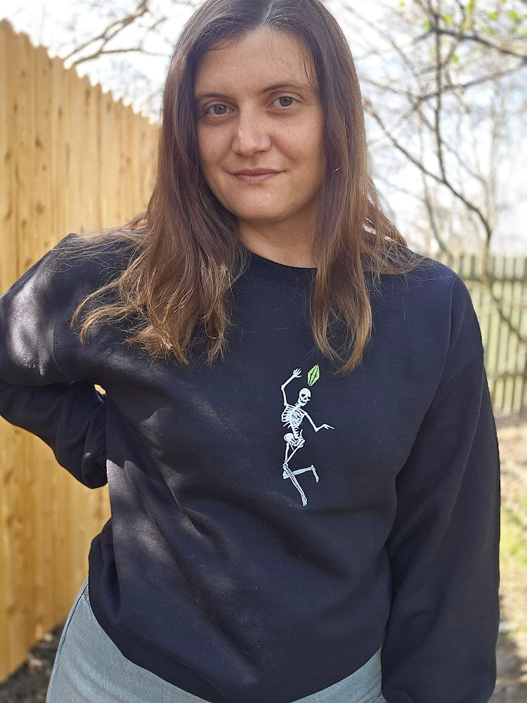Embroidered Skeleton Sim Crewneck