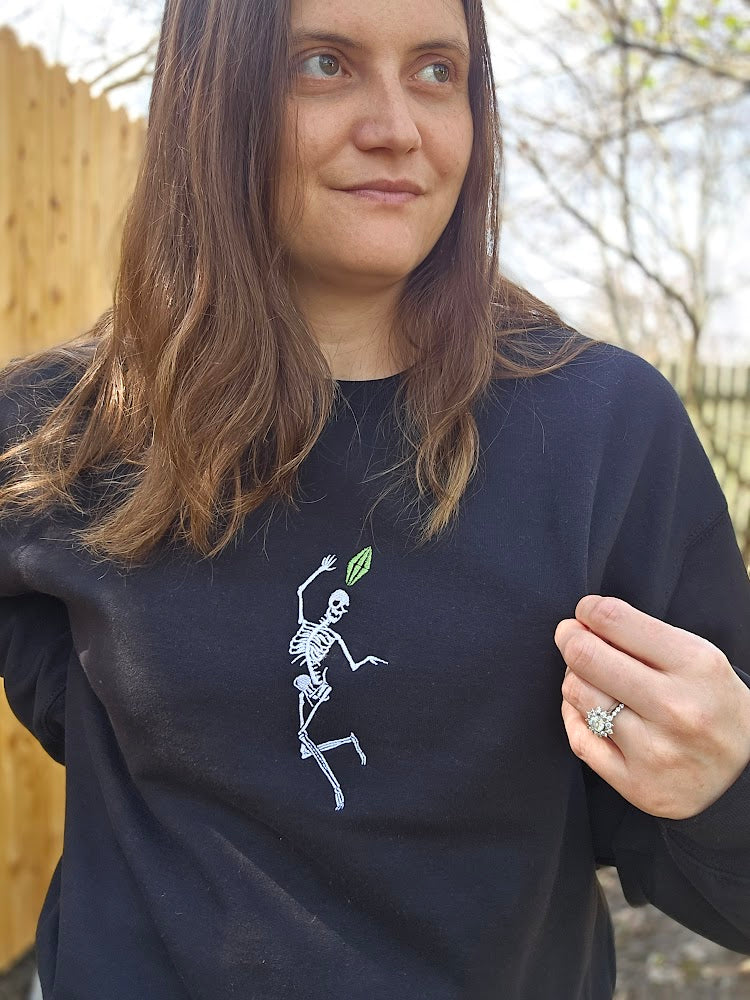 Embroidered Skeleton Sim Crewneck