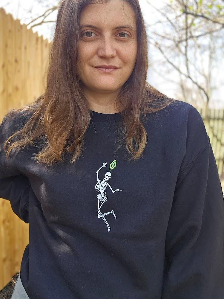 Embroidered Skeleton Sim Crewneck