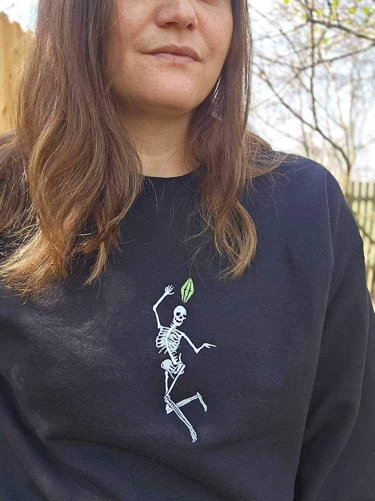 Embroidered Skeleton Sim Crewneck