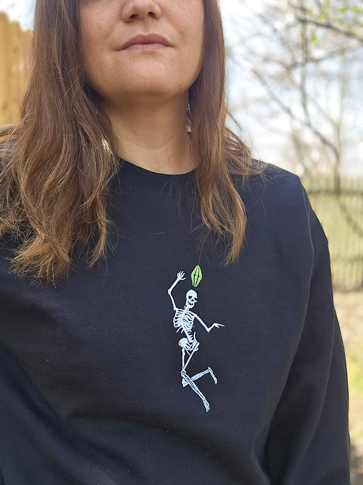 Embroidered Skeleton Sim Crewneck