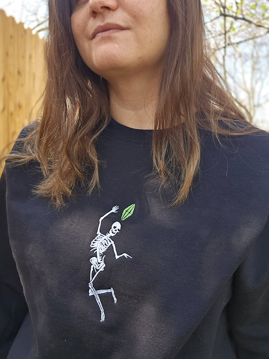 Embroidered Skeleton Sim Crewneck