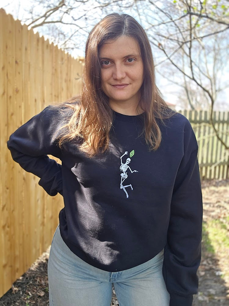 Embroidered Skeleton Sim Crewneck