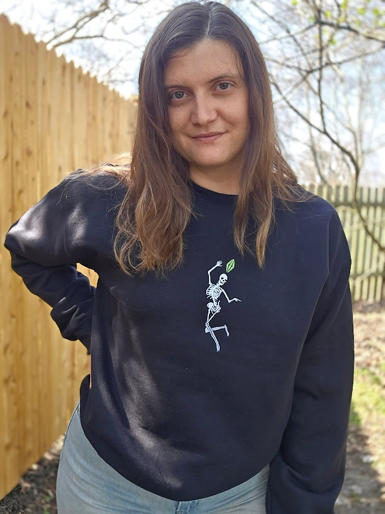 Embroidered Skeleton Sim Crewneck