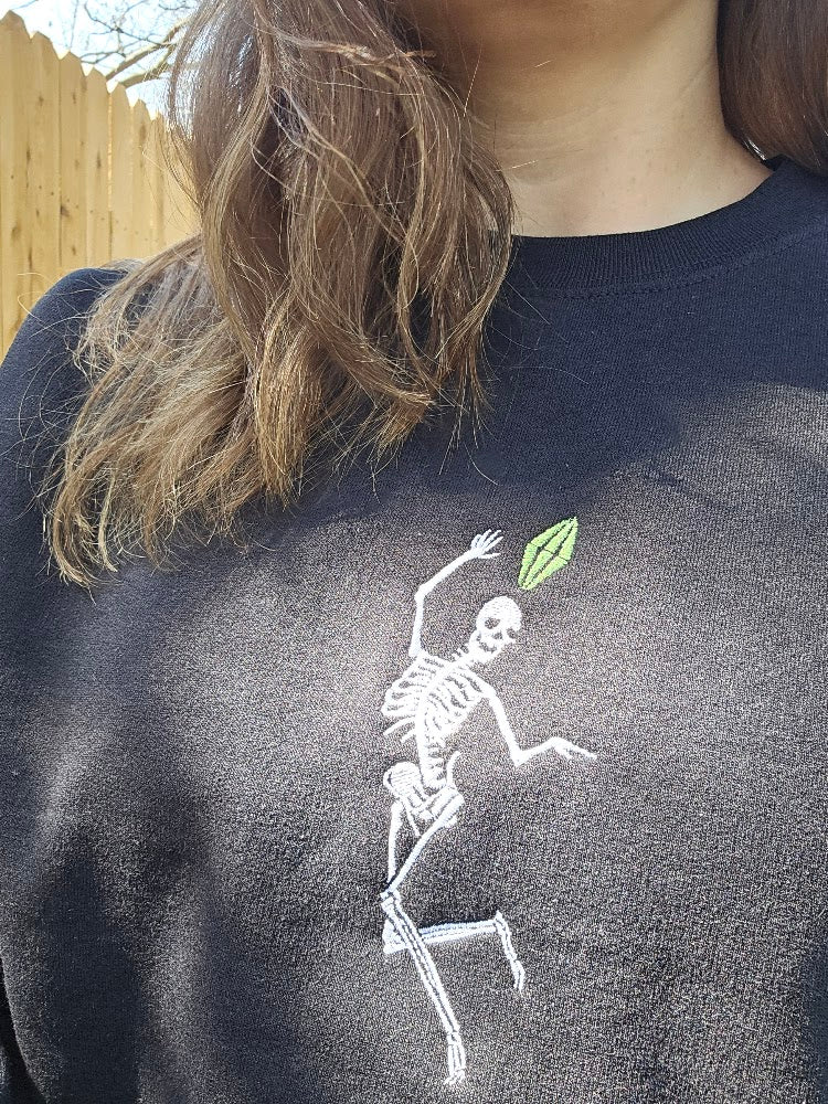 Embroidered Skeleton Sim Crewneck