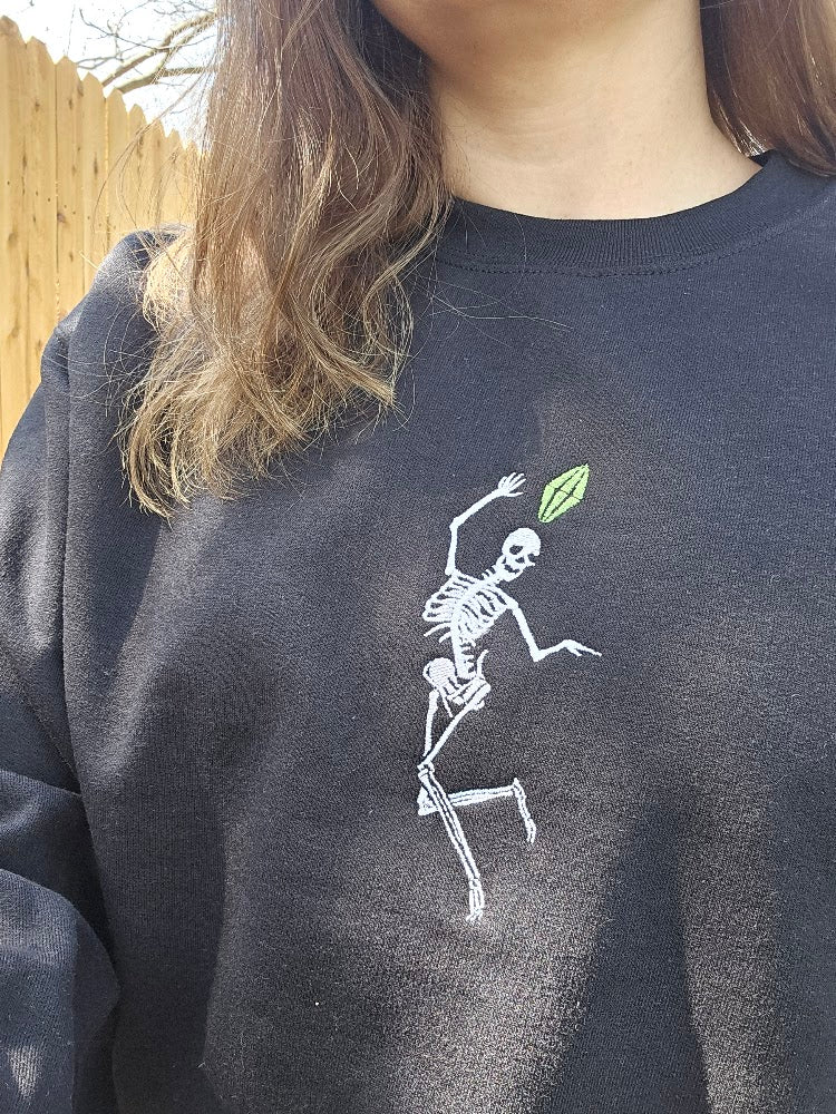 Embroidered Skeleton Sim Crewneck