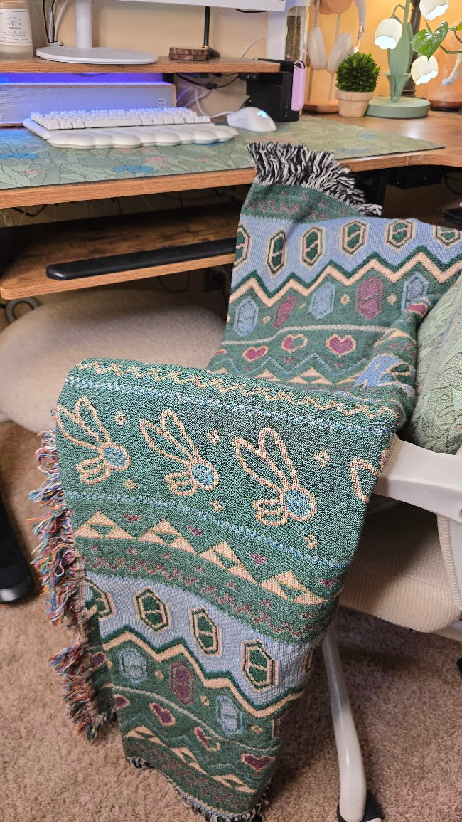 Fairies and Rupees Woven Throw Blanket