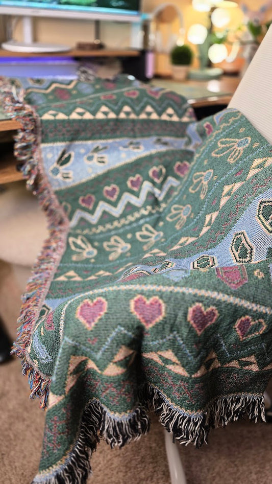 Fairies and Rupees Woven Throw Blanket