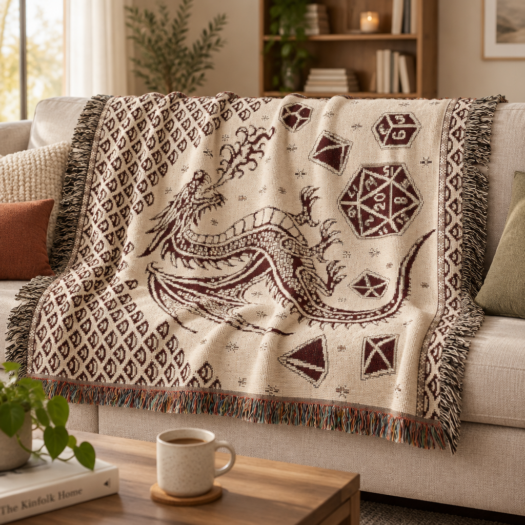 Dragon Scales and Dice Throw Tapestry Blanket