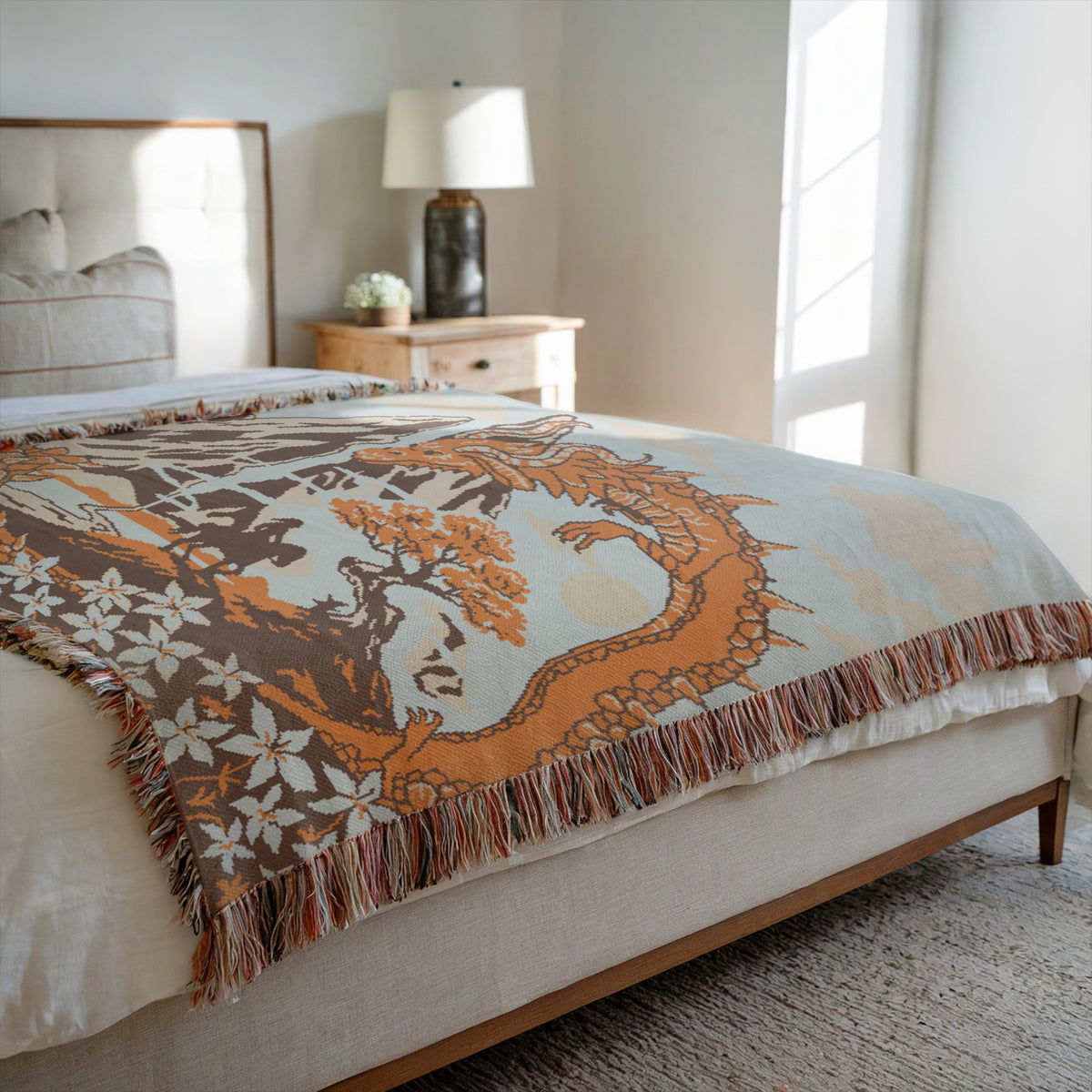 The Hero and the Dragon Woven Blanket